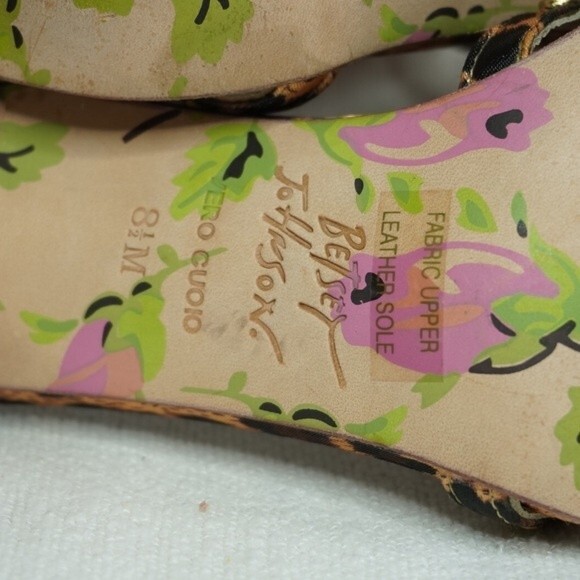 Betsey Johnson sz 8.5M Vero Cuoio Strappy Sandal Leopard Print Rhinestone Heels - Picture 7 of 9